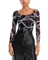 L Agence L'agence Peonie Mesh Bodysuit In Black/white