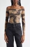L Agence L'agence Peonie Off The Shoulder Bodysuit In Neutral