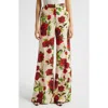 L Agence Pilar Wide-leg Pant In Sand/ Red Romantic Rose