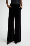 L Agence Maghra Mid-rise Wide-leg Velvet Trousers In Black