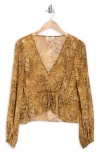 L Agence L'agence Pixie Drawstring Blouse In Gold Multi Mix Animal