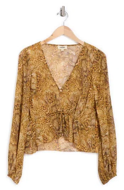 L Agence L'agence Pixie Drawstring Blouse In Gold Multi Mix Animal