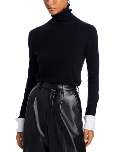 L Agence Flora Poplin Cuff Sweater Black/white