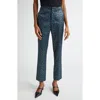 L Agence Rebel Multi Leopard Jacquard Trousers In Teal Multi Leopard Jacquard