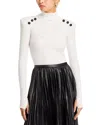 L'agence Reeves Ribbed Button-detail Turtleneck In Ivory Black