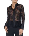 L Agence Reims Lace Shirt In Black