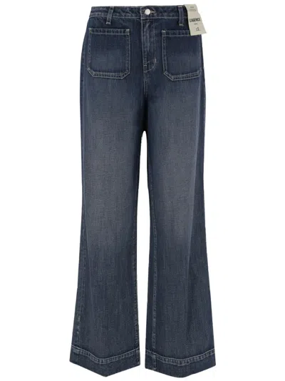 L Agence L'agence Relaxed-fit Dark Grey Cotton Jeans With Washed Effect