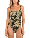 L Agence Remi Baroque Basic One-piece Swimsuit In Black