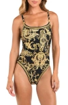 L Agence Remi Baroque Basic One-piece Swimsuit In Black