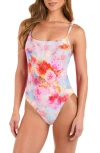 L'agence Remi Floral Print One-piece Swimsuit In Pink Multi