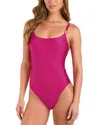 L Agence L'agence Remi Shimmer Basic One Piece Swimsuit In Fuchsia