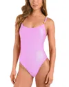 L Agence L'agence Remi Shimmer Basic One Piece Swimsuit In Light Violet