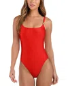L Agence L'agence Remi Shimmer Basic One Piece Swimsuit In Rouge