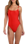 L Agence L'agence Remi Shimmer Basic One Piece Swimsuit In Rouge