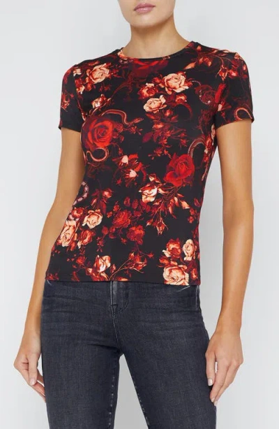 L Agence L'agence Ressi Baroque Floral Print T-shirt In Black/red Baroque Floral