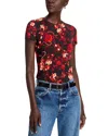 L Agence Ressi Fitted Tee In Black/red Baroque