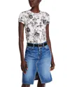 L Agence L'agence Ressi Baroque Floral Print T-shirt In Ivory Black