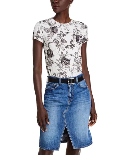 L Agence L'agence Ressi Baroque Floral Print T-shirt In Ivory/black Baroque Floral
