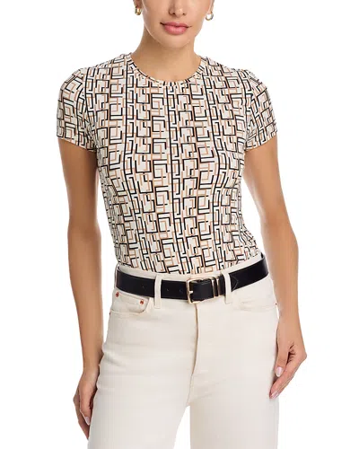 L Agence L'agence Ressi Geo Print Short Sleeve Tee In Black