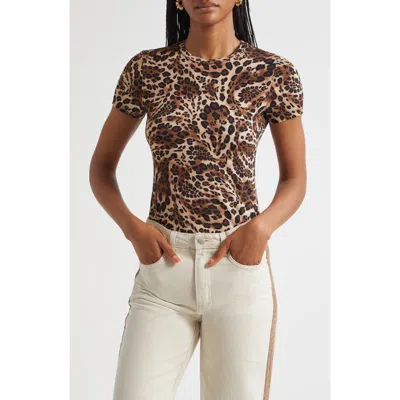 L AGENCE L'AGENCE RESSI LEOPARD PRINT SHORT SLEEVE TOP