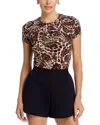 L Agence L'agence Ressi Leopard Short Sleeve Tee In Brown