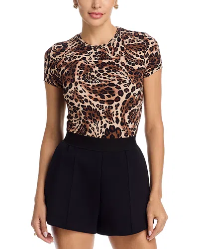 L Agence L'agence Ressi Leopard Short Sleeve Tee In Brown