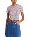 L Agence L'agence Ressi Paisley Crewneck Tee In Periwinkle