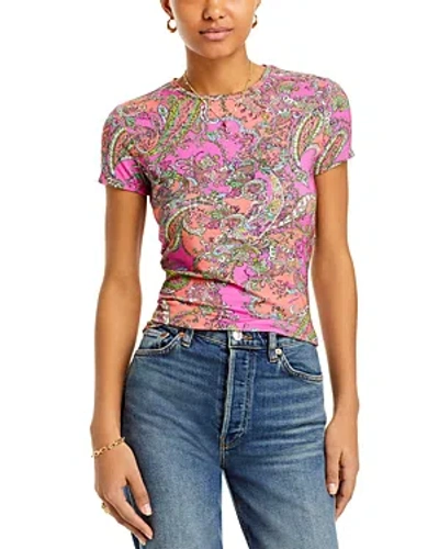 L Agence L'agence Ressi Paisley Crewneck Top In Rhodamine Pop Paisley
