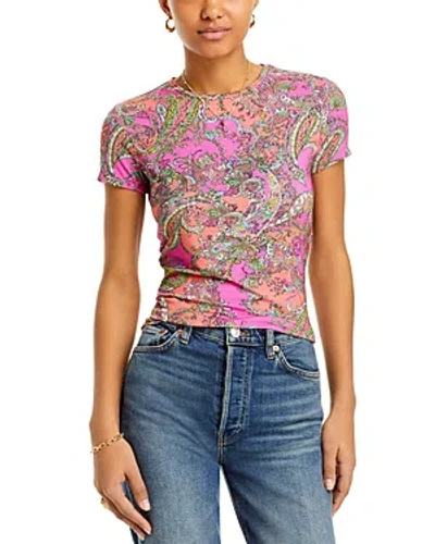 L Agence L'agence Ressi Paisley Crewneck Top In Rhodamine Multi