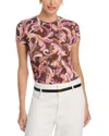 L Agence L'agence Ressi Printed Short Sleeve Tee In Pink