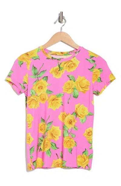 L Agence L'agence Ressi Rose Print Crewneck T-shirt