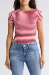 L'agence Ressi Stripe Crewneck T-shirt In Gold