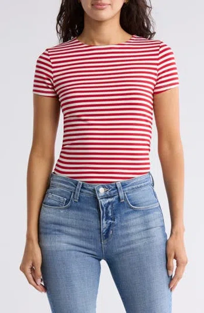 L'agence Ressi Stripe Crewneck T-shirt In Gold