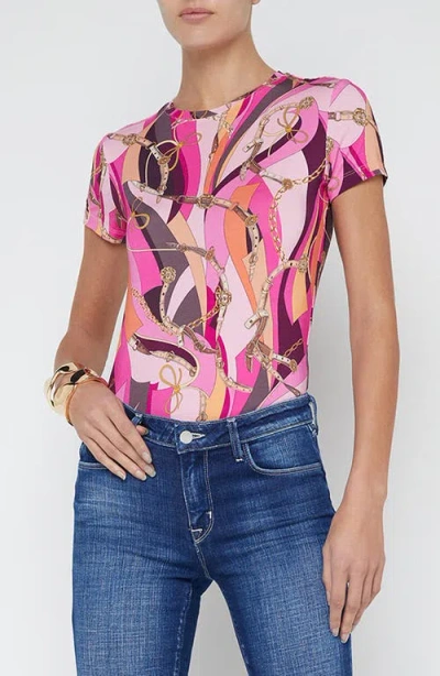 L'agence Ressi Swirl Print T-shirt In Pink Buckle Swirl