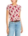 L Agence Ressi Fitted Tee In Ivory/red Ikebana