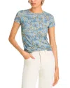 L Agence Ressi Short-sleeve Luck Chain Tee In Slate Blue/silver Good Luck Chain