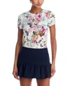 L Agence Ressi Fitted Tee In Vintage White Butterfly