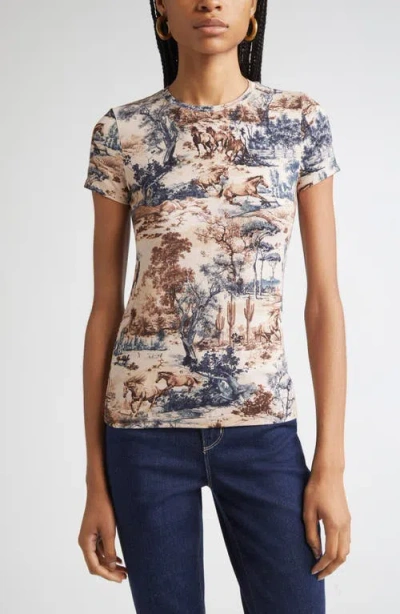 L Agence L'agence Ressi Western Print Short Sleeve Top In Multi