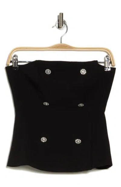 L Agence L'agence Rhinestone Button Bustier In Black