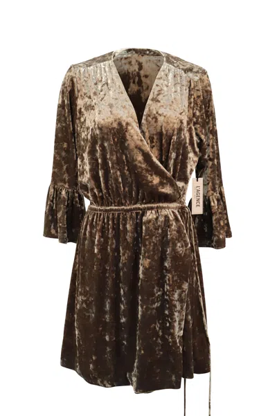 L Agence L'agence Riley Wrap Velvet Dress In Brown Polyester