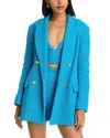L Agence Riva Knit Double-breasted Blazer In Blue