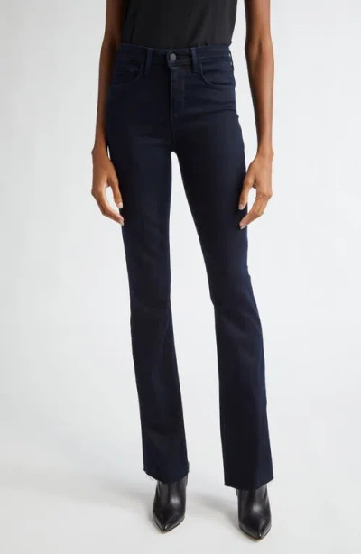 L Agence L'agence Ruth Coated High Waist Raw Hem Straight Leg Jeans In Metro Coated