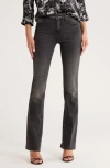 L'agence Ruth High Waist Raw Hem Straight Leg Jeans In Black