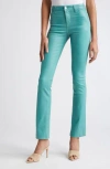 L Agence L'agence Ruth High Waist Straight Leg Pants In Green Jasper Coated