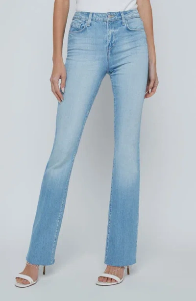 L Agence L'agence Ruth Raw Hem Straight Leg Jeans In Blue