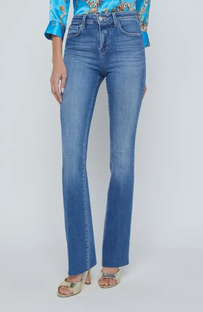 L Agence L'agence Ruth Raw Hem Straight Leg Jeans In Blue