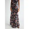 L Agence Ryker Silk Maxi Skirt In Black Multi Vintage Oil Flower