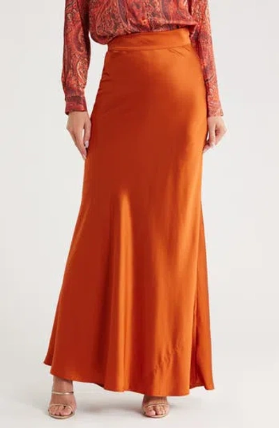 L Agence L'agence Ryker Bias Cut Silk Maxi Skirt In Brown