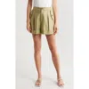 L Agence Safari Cotton-linen Short In Oil Green/gold