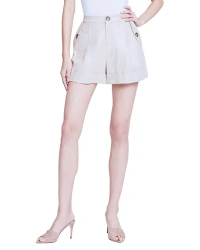 L Agence L'agence Safari Linen-blend Short In Pebble/gold